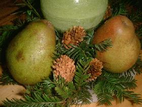 et cacher le reste de la mousse florale avec des petites branches de sapin et parsemer le tout de pommes de pin